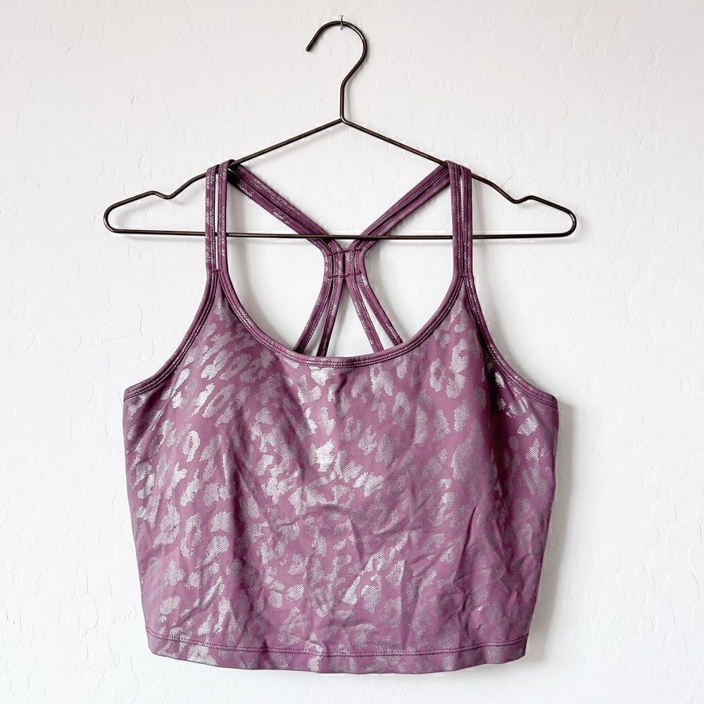 Calvin Klein Performance Print Strappy Back Scoop Neck Crop Top Sportsbra Sz XL